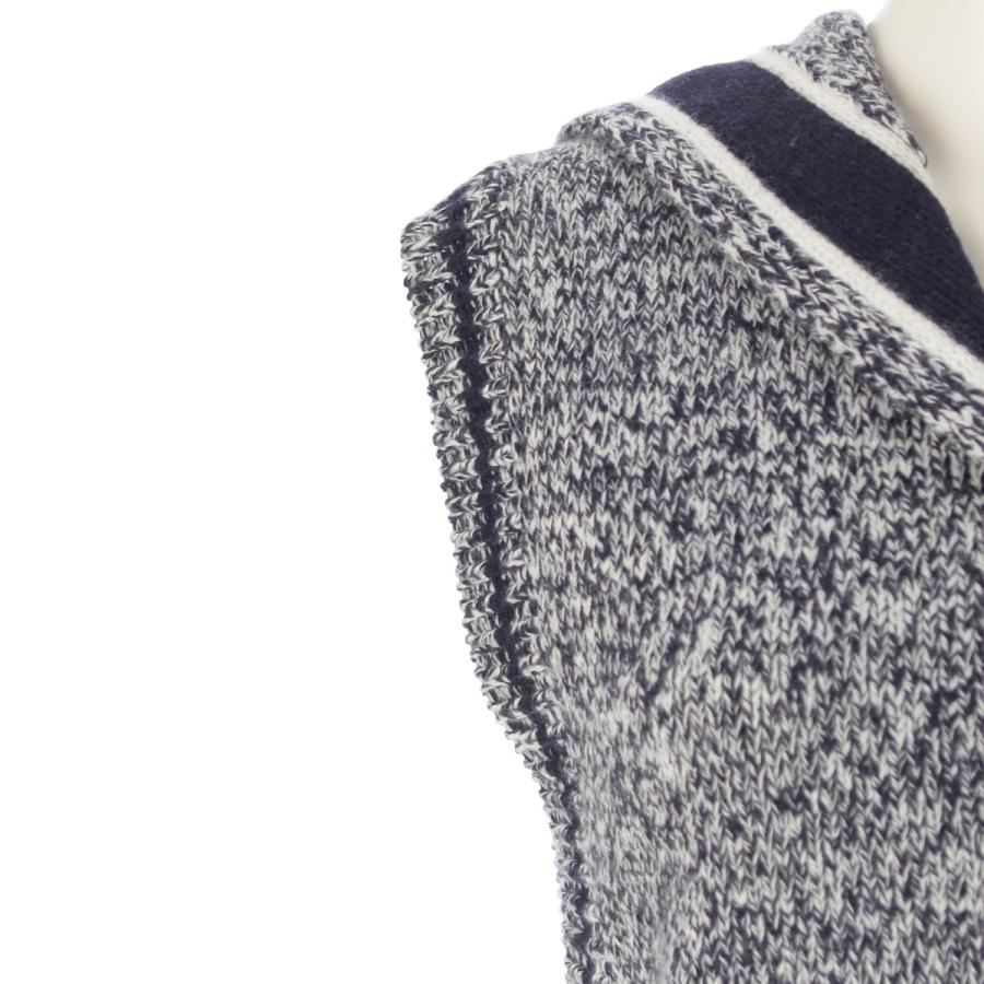 CHRISTIAN DIOR ニットベスト ネイビー・ホワイト34サイズ クリスチャンディオール カシミヤ ウール ロゴ ニット ベスト