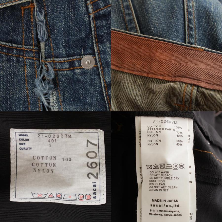 sacai（サカイ） 21年 再構築 裾ジップ デニム パンツ 21-02607M