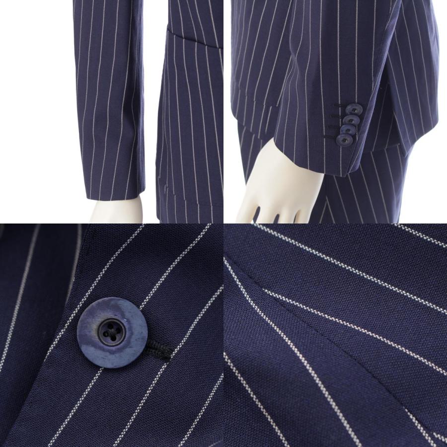 エトロ ウール ストライプ ペイズリー柄 ジャケット パンツセットアップ ネイビー 44【中古】_7
