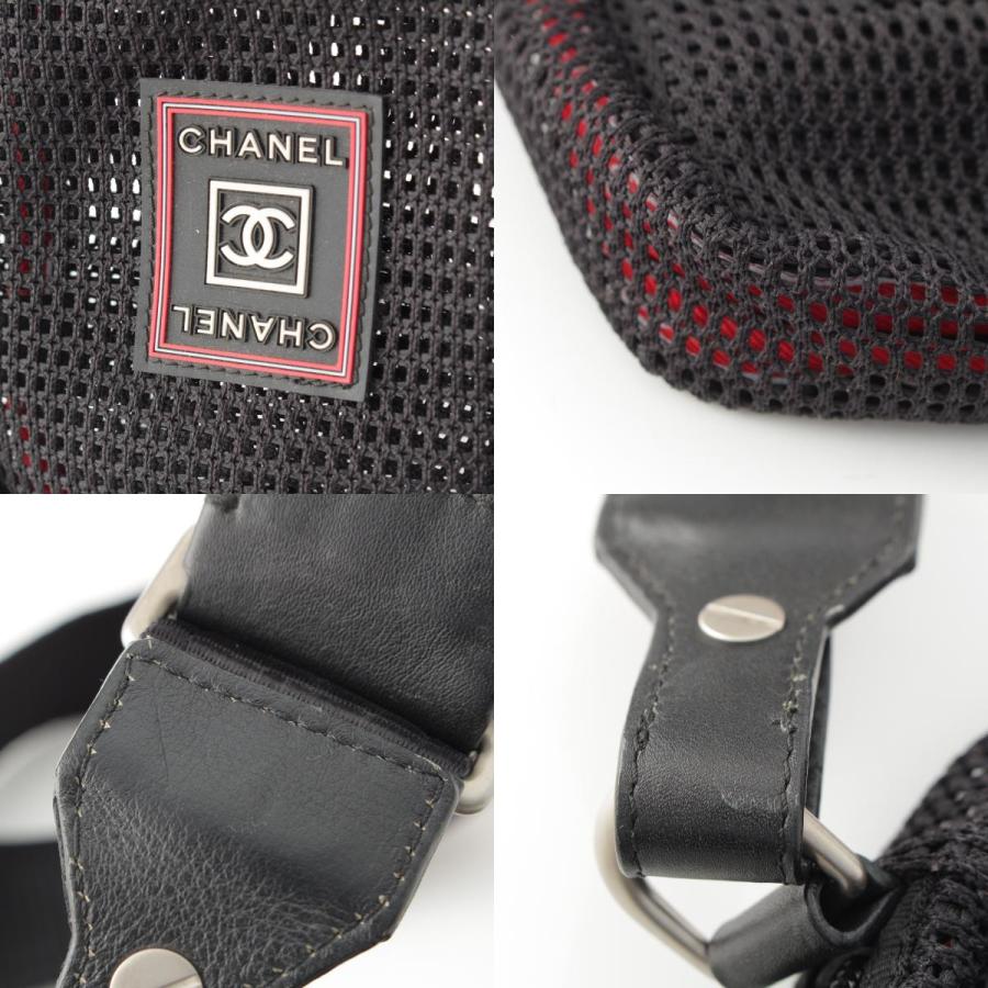 シャネル スポーツライン ロゴ メッシュ ショルダーバッグ ブラック【中古】_8