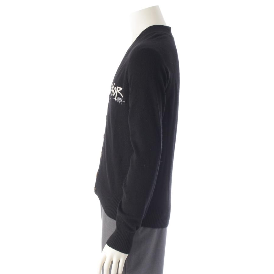 ディオール STUSSY ステューシー カシミヤ ロゴ カーディガン 033M214AT070 ブラック XS【中古】 ディオール STUSSY ステューシー カシミヤ ロゴ カーディガン