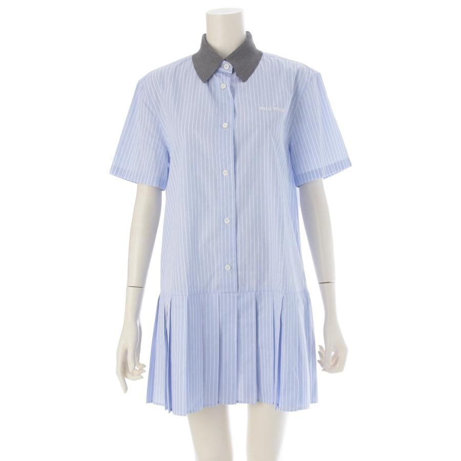 miu miu（ミュウミュウ） 24SS コットン ストライプ ポプリンドレス