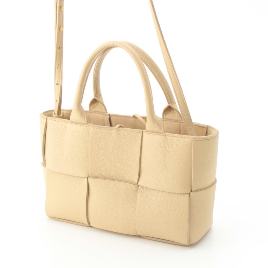 ボッテガヴェネタ レザー マキシイントレチャート ミニ アルコ 2WAY ハンドバッグ 709337 ベージュ【中古】_1
