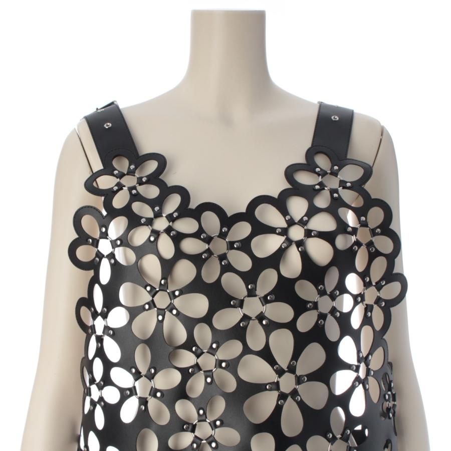 ノワールケイニノミヤ AD2025 Flower Leather OP レザー フラワー ノースリーブ ワンピース 3P-A001-051 ブラック XS【中古】_4