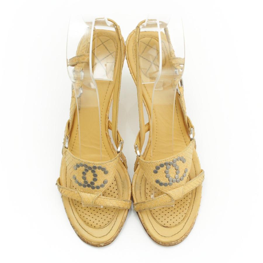 CHANEL 【シャネル】Chanel ココマーク パイソン サンダル イエロー 37 