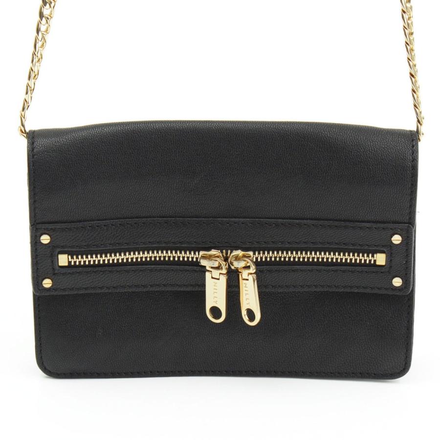 Milly 【ミリー】MILLY レザー ミニ ショルダーバッグ ブラック 【中古 