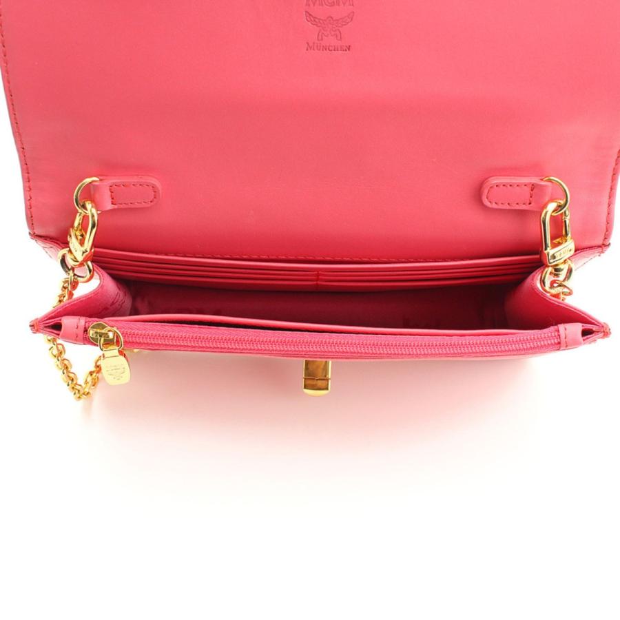 MCM 長財布 チェーンウォレット ピンク