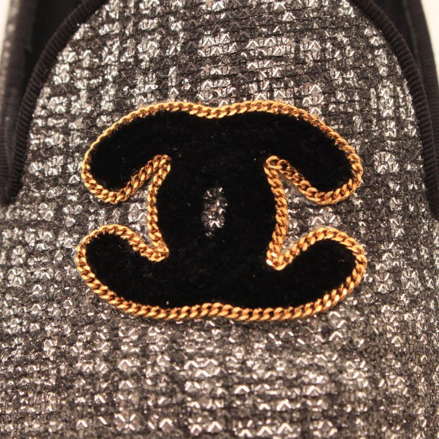 シャネル】Chanel 17AW ココマーク ラメ オペラシューズ ローファー 