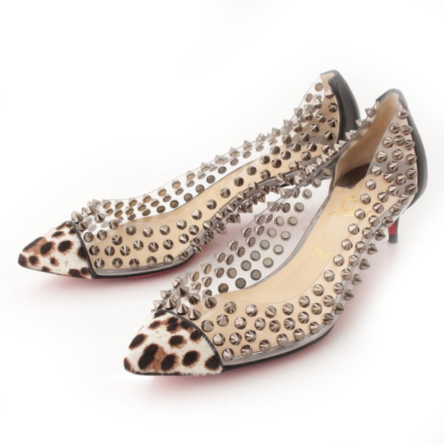 クリスチャン ルブタン】Christian Louboutin スパイク クリア ハラコ 