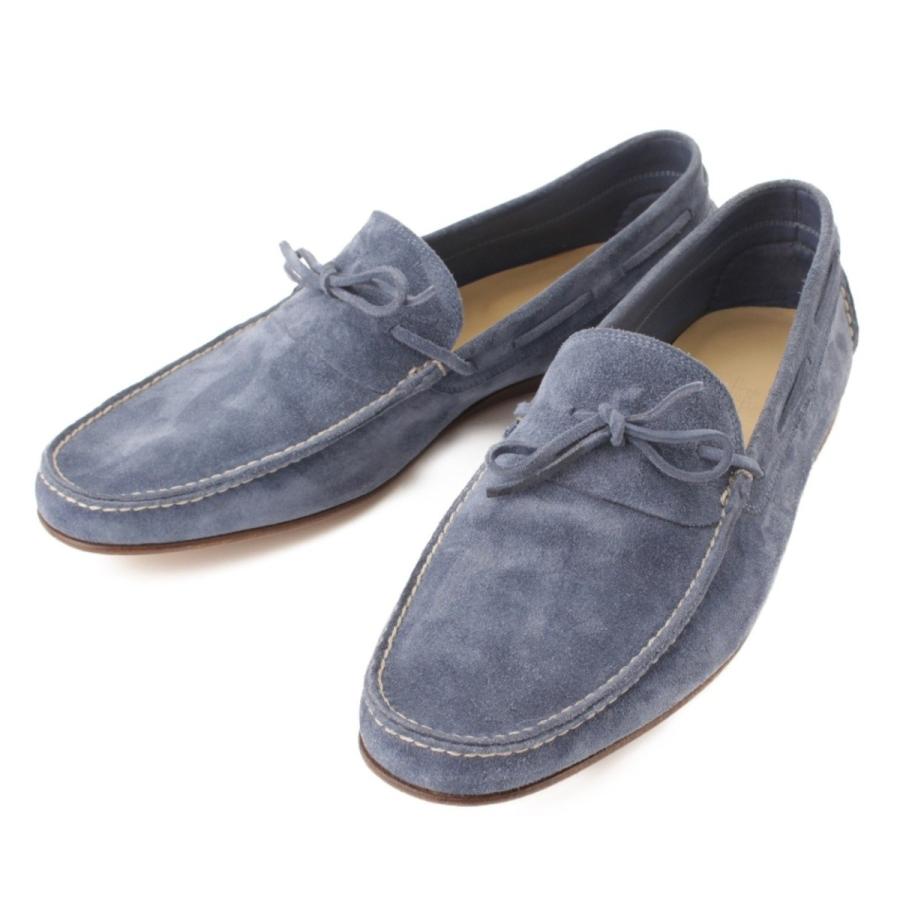 【エルメス】Hermes　メンズ AMICO スエード モカシン ローファー ブルー 43  【中古】【正規品保証】47629