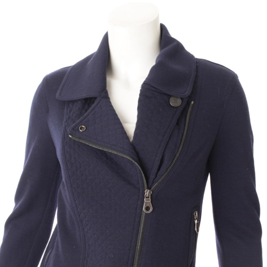 CHANEL シャネル  マトラッセ　ウールライダースジャケット　36 CHANEL シャネル マトラッセウールライダースジャケット36