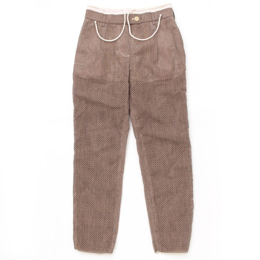 サカイ】sacai 1945 チェック パンチング スラックス パンツ ブラウン