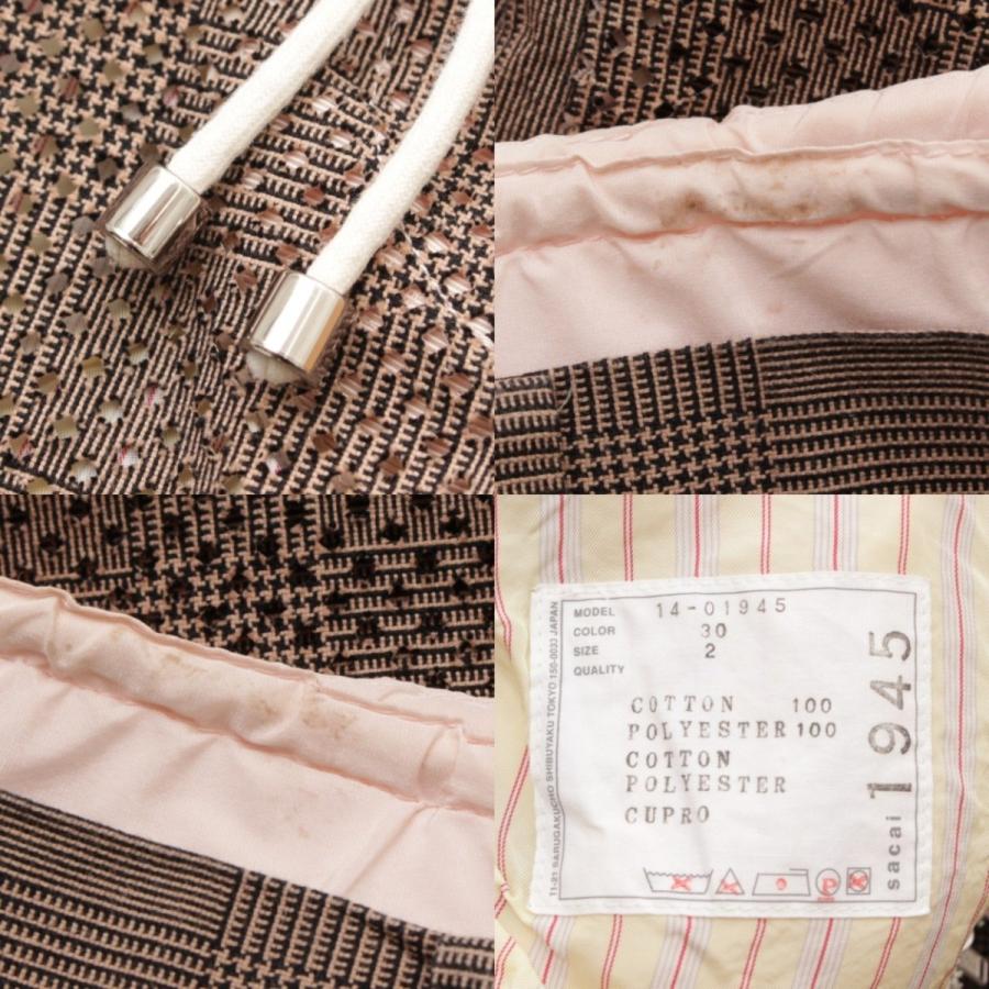 サカイ】sacai 1945 チェック パンチング スラックス パンツ ブラウン