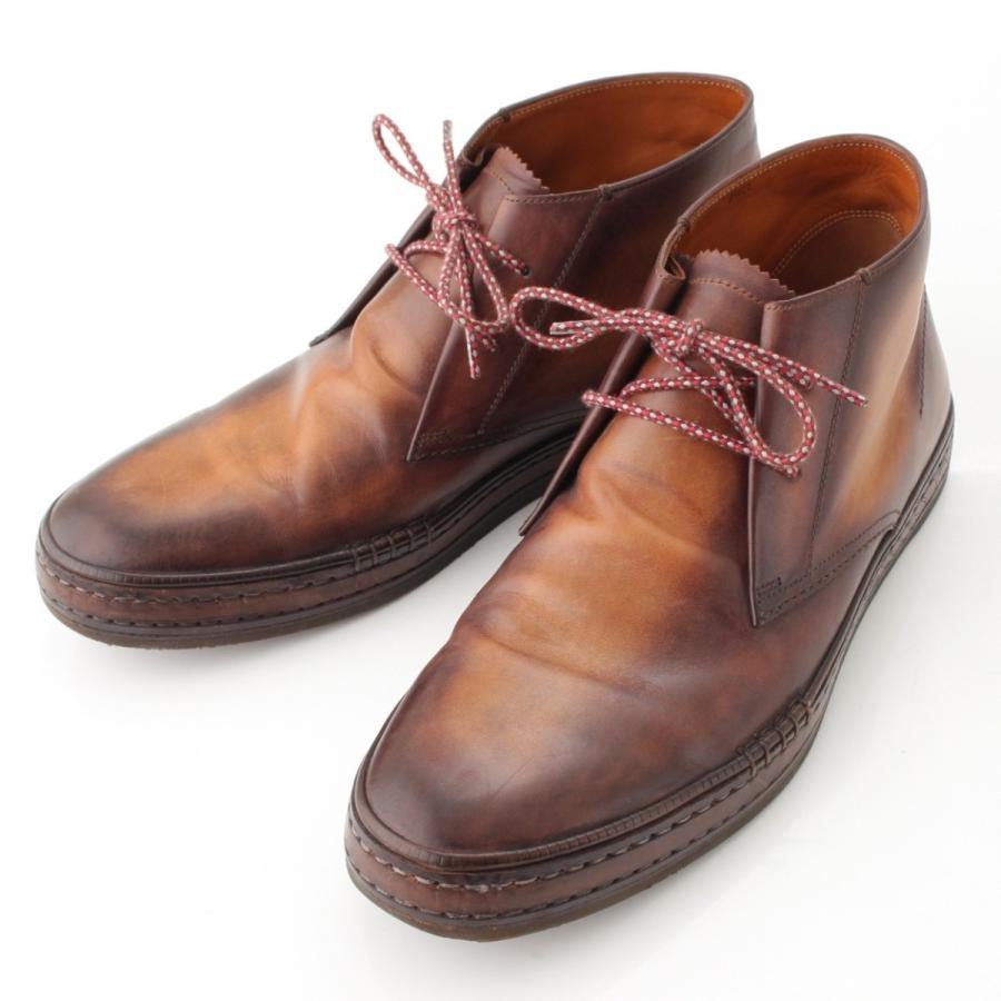 【ベルルッティ】Berluti　CERNOBBIO レザー チャッカブーツ ブラウン 9 【中古】【正規品保証】60595