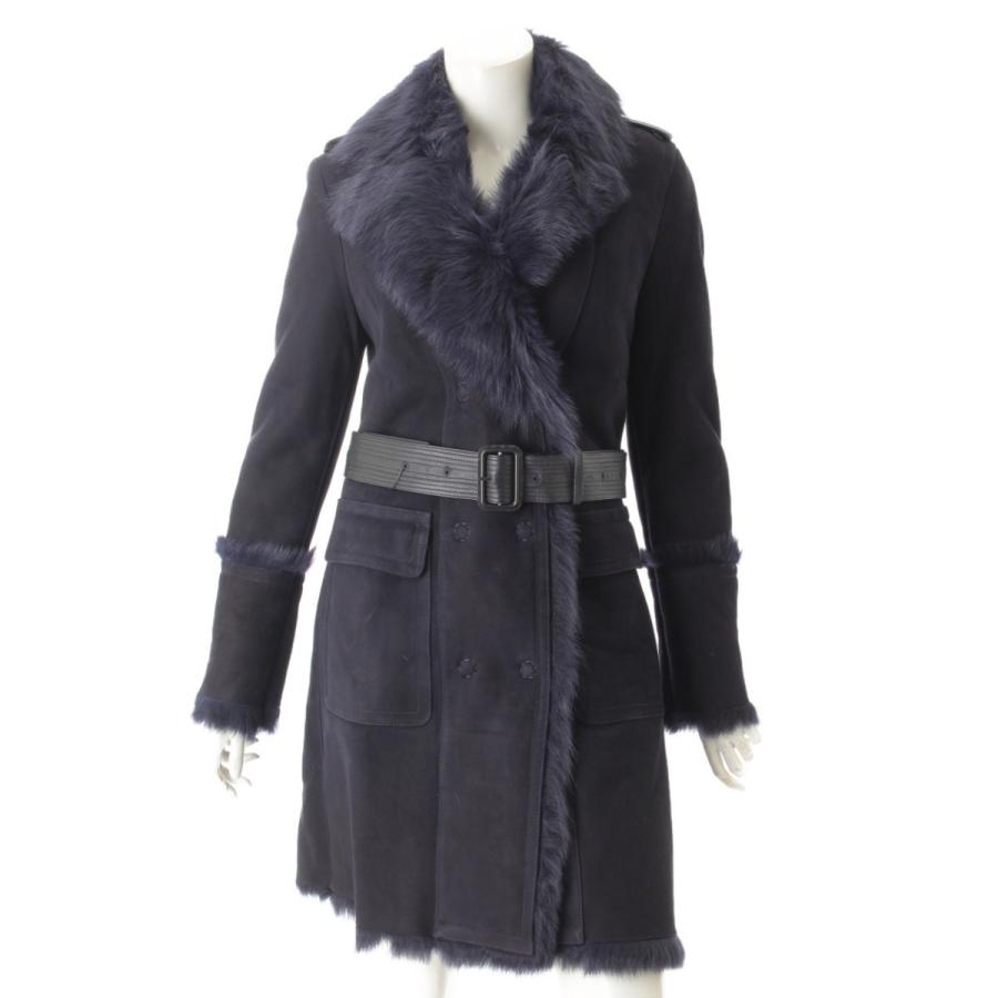 Burberry London　ムートン ロングコート ネイビー 40 未使用 68980