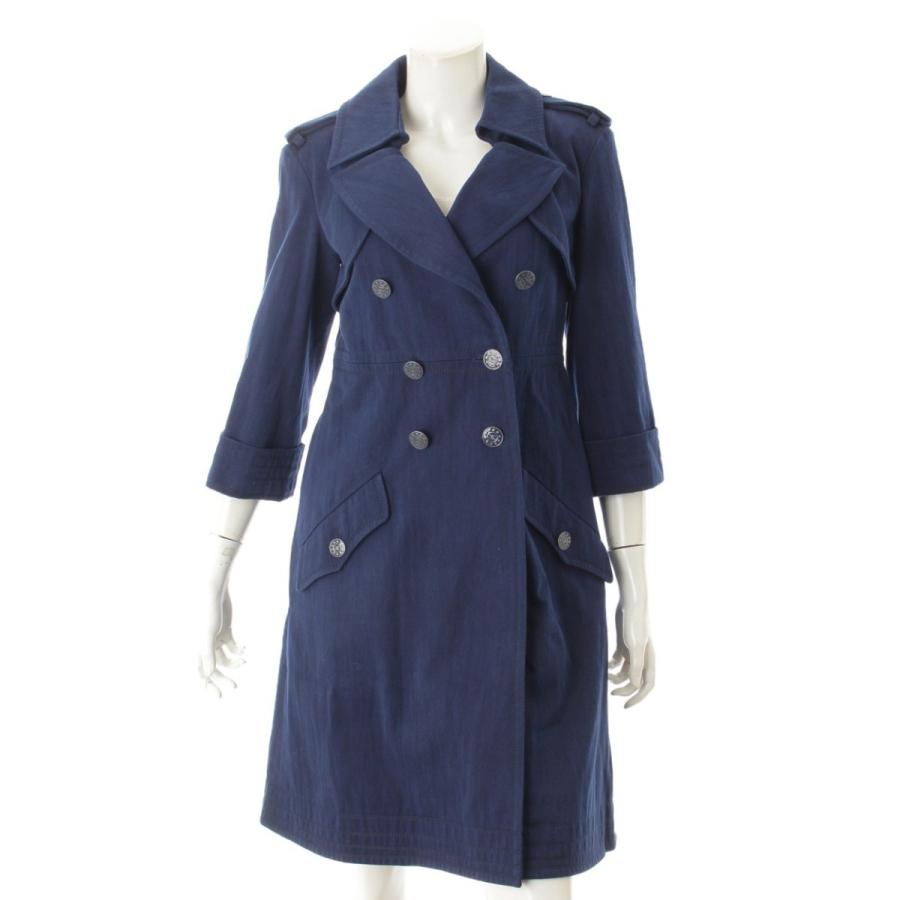 シャネル】Chanel 13P トレンチコート P45582 ブルー 38 【中古 