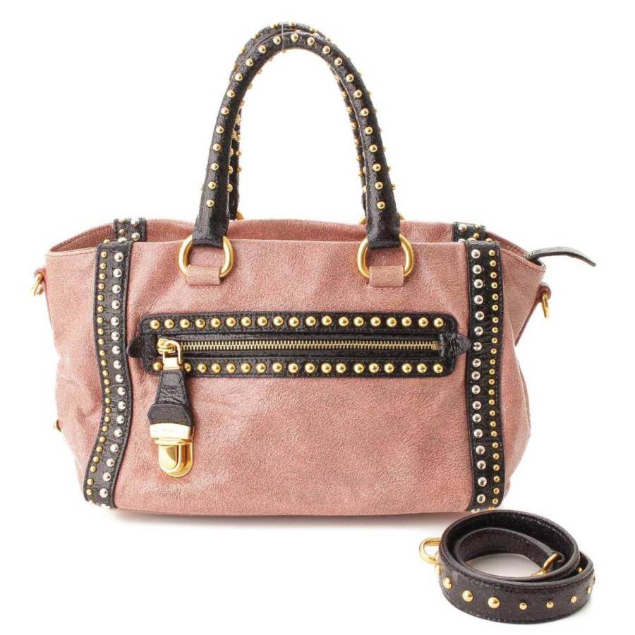 プラダ】Prada PETARO スタッズ 2WAYショルダーバッグ BN1808 ピンク 