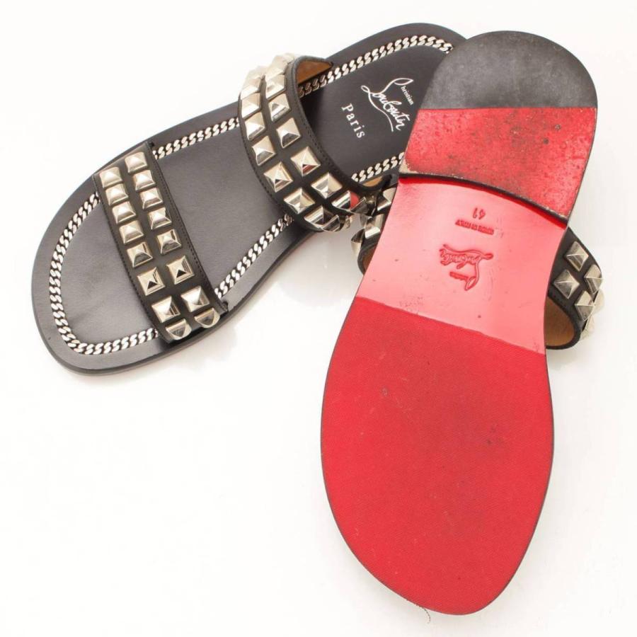 クリスチャンルブタン メンズ スタッズ フラット サンダル