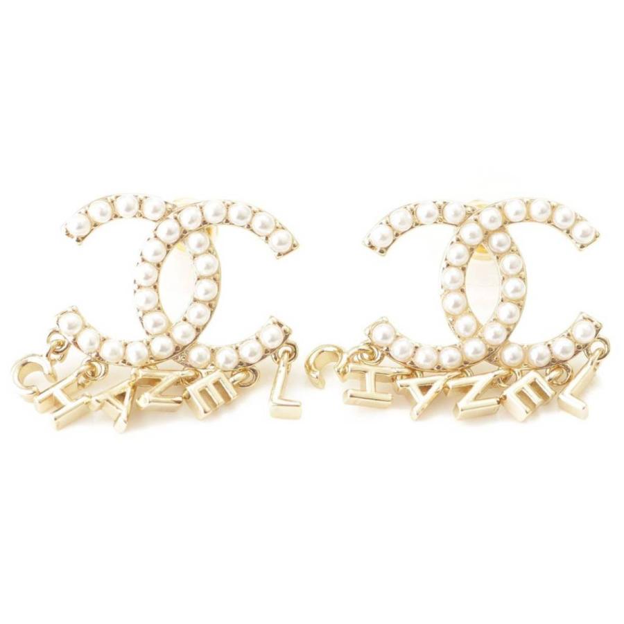 正規品CHANEL ピアス ゴールド ロゴ パール
