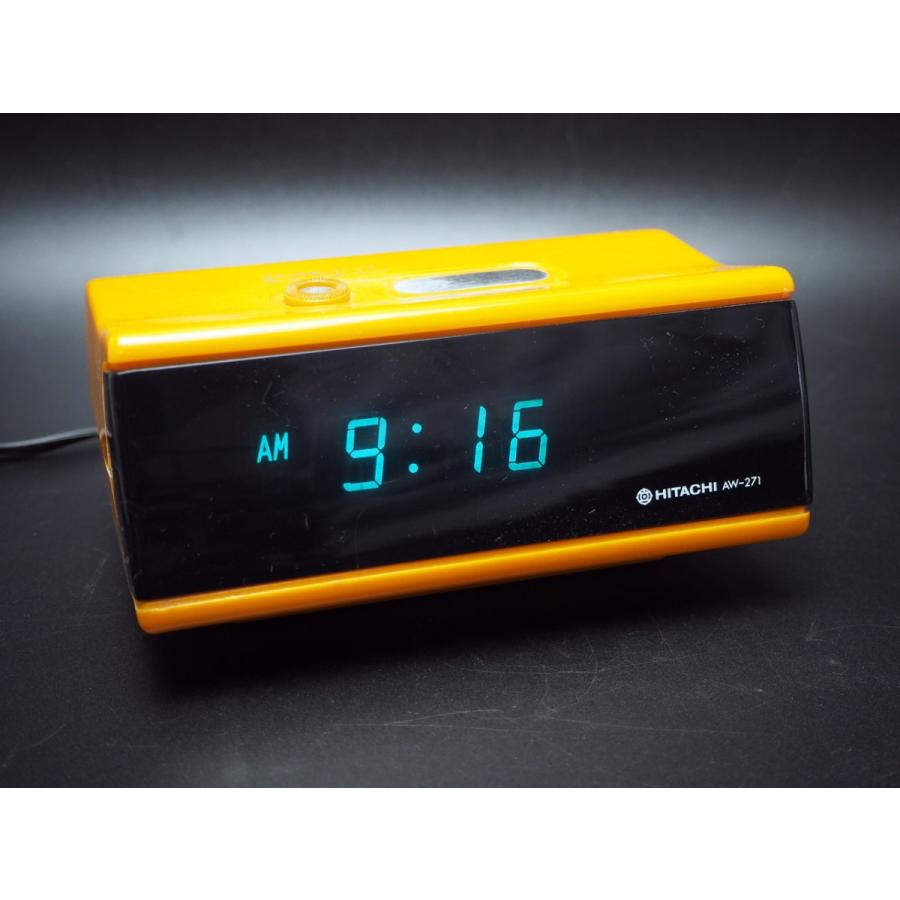 日立 電子式 オレンジ 目覚まし時計 AW-271 発光デジタル時計 50-60Hz