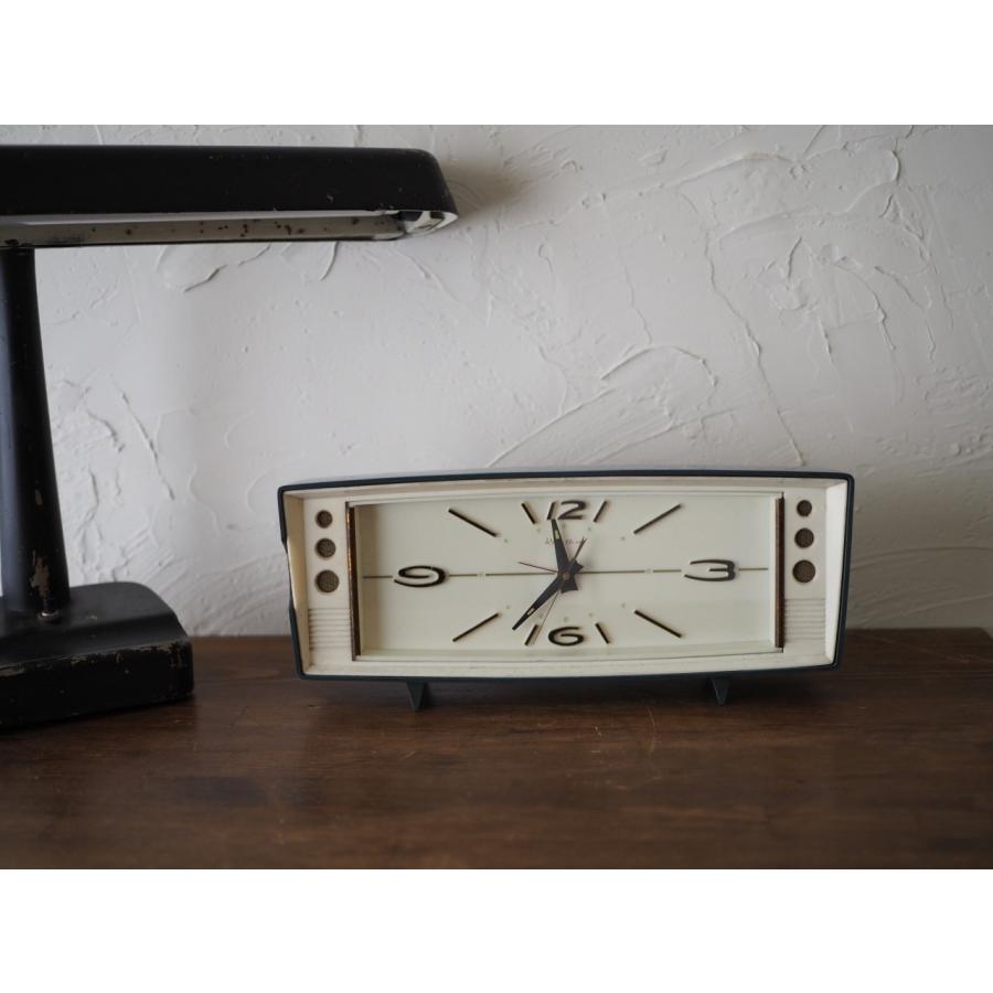 SANKYO オルゴールアラーム付き 置時計 ブルーグレー ゼンマイ式