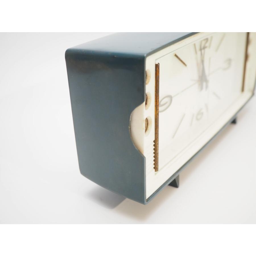 SANKYO オルゴールアラーム付き 置時計 ブルーグレー ゼンマイ式