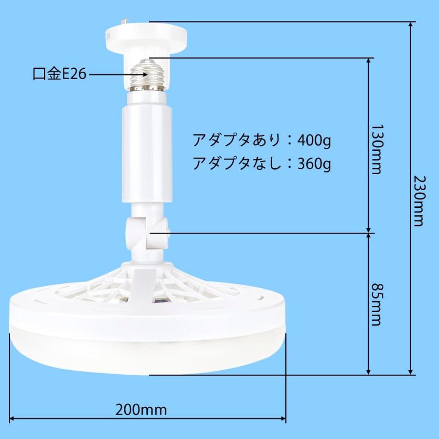 小型 ファンライト シーリング 人感センサー搭載 リモコン付 E26電球ソケット取付タイプ 調光5段階 調色3段階 ファン3段階 | リュウド | 07