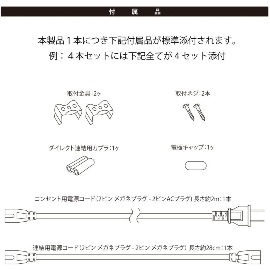 LEDライト スイッチ付 スリム蛍光管形 長さ30cm 昼光色 700ルーメン 消費電力5W 配線工事不要 AC電源コード・連結コード付属 20本セットの画像