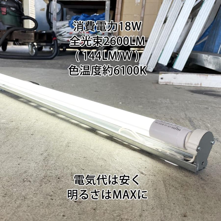 屋外内照式看板用 全周発光LED蛍光灯 40形 1198mm T8 G13口金 18W 昼光色 2600lm AC90-264V 両側給電 IP65防塵防水 1本｜reudoled｜06