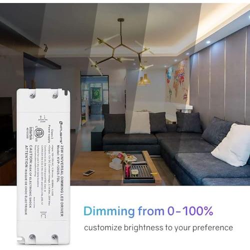 HitLights 25ワット調光可能なドライバ、電気LEDドライバ - 110V AC-12V DC変圧器。ルートロン、レビトンに対応し、LEDストリップライト、定電圧LED |  | 01