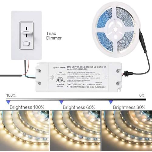 HitLights 25ワット調光可能なドライバ、電気LEDドライバ - 110V AC-12V DC変圧器。ルートロン、レビトンに対応し、LEDストリップライト、定電圧LED |  | 02