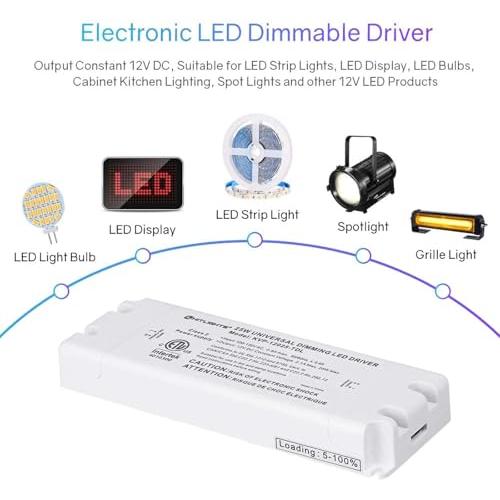 HitLights 25ワット調光可能なドライバ、電気LEDドライバ - 110V AC-12V DC変圧器。ルートロン、レビトンに対応し、LEDストリップライト、定電圧LED |  | 03