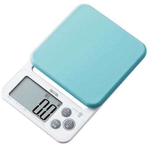 タニタTanita クッキングスケール 取って洗えるシリコンカバー付き 0.1g単位で2kgまで計れる 収納に便利なフック穴付き デジタル はかり ブルー KJ-2 | 