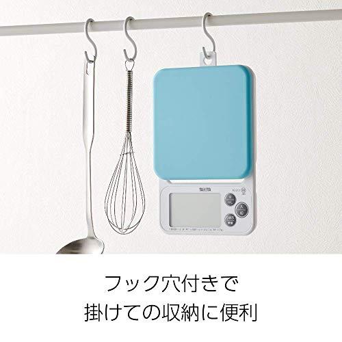 タニタTanita クッキングスケール 取って洗えるシリコンカバー付き 0.1g単位で2kgまで計れる 収納に便利なフック穴付き デジタル はかり ブルー KJ-2 |  | 05