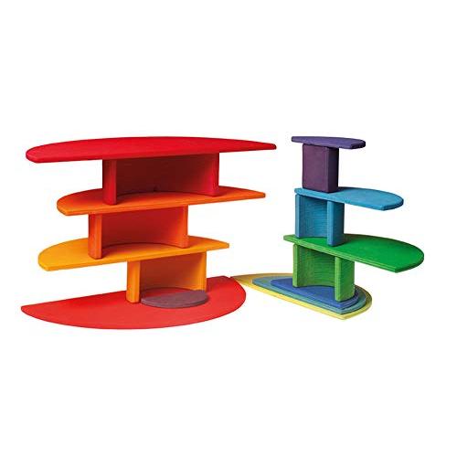 グリムGRIMM'S 玩具 おもちゃ 知育玩具 木製 積み木 見立て遊び ボード 高さ18.5×幅37×厚み0.8cm最大パーツ レインボーセミサークル_8