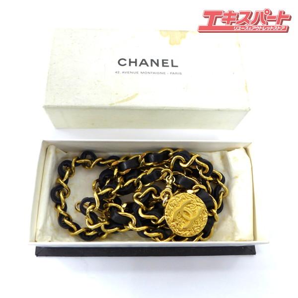 中古品 ヴィンテージ シャネル CHANEL レザー チェーンベルト ゴールド 公田店_1