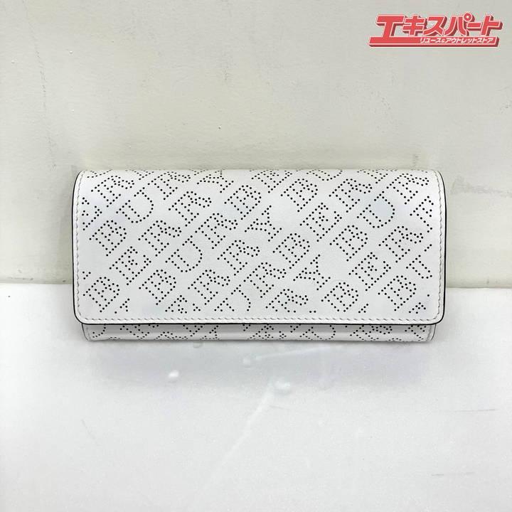 中古美品】BURBERRY バーバリー 長財布 ロゴパンチング ホワイト  