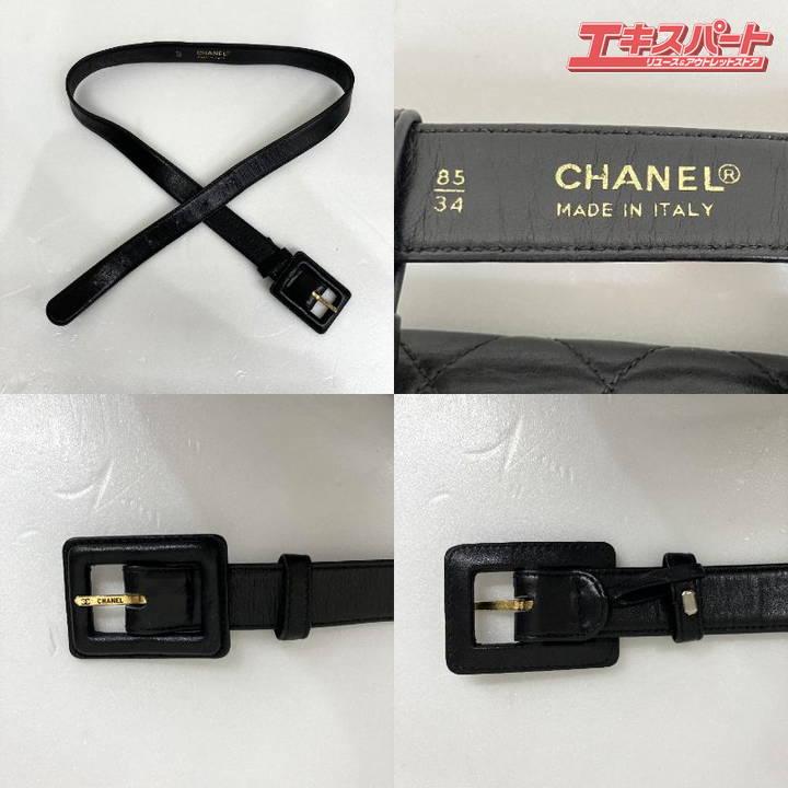 CHANEL シャネル マトラッセ ミニ ウエストポーチ ブラック ラムスキン