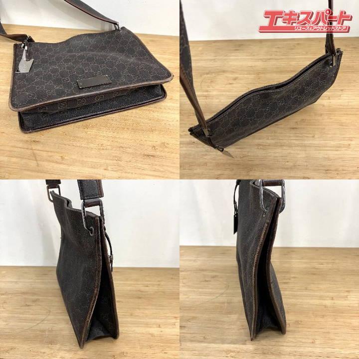 グッチ GGキャンバス ショルダー メッセンジャーバッグ 91762 ブラウン GUCCI グッチ GGキャンバス レザー ショルダーバッグ 91762 ブラウン