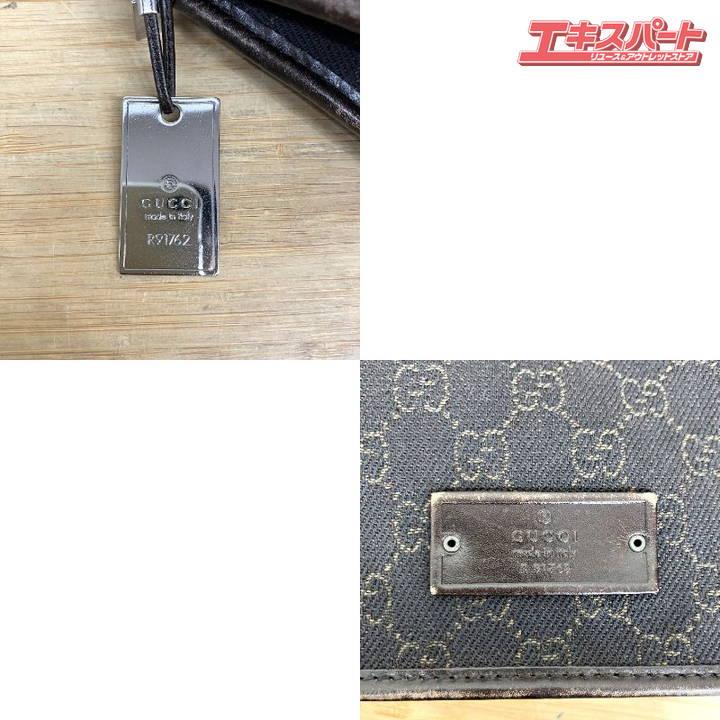 GUCCI グッチ GGキャンバス レザー ショルダーバッグ 91762 ブラウン
