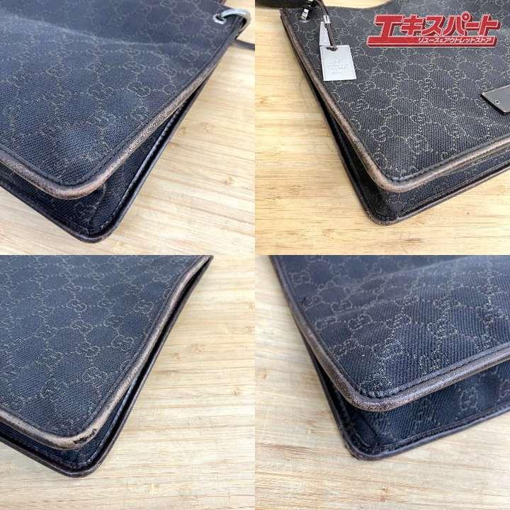 GUCCI グッチ GGキャンバス レザー ショルダーバッグ 91762 ブラウン