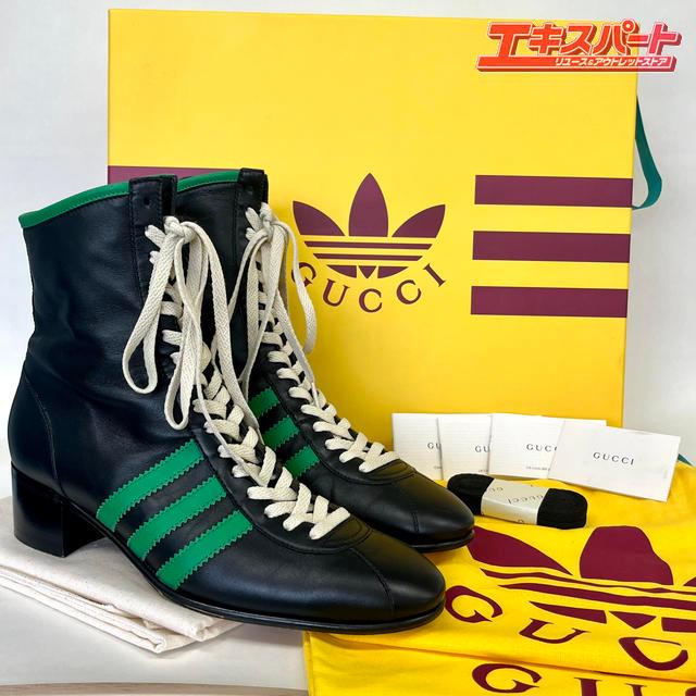 GUCCI × adidas コラボ レザーブーツ メンズ 27cm（サイズ9）Black 