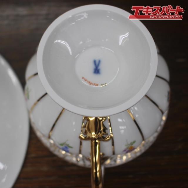 マイセン 化粧箱付き Xフォーム グランツゴールド 宮廷の小花 カップ 