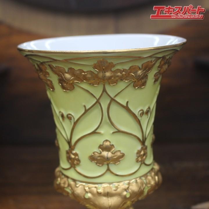 1924年-1934年 マイセン アンティーク 約19cm ファイファー期 グランツゴールド 光沢金 フラワーベース 花瓶 辻堂店の画像