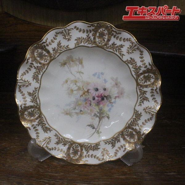 1873年頃 ロイヤルクラウンダービー アンティーク 22cm 金彩 キャビネット 花柄絵皿 自然主義 辻堂店の画像