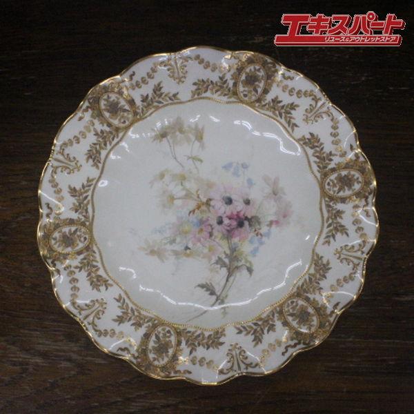 1873年頃 ロイヤルクラウンダービー アンティーク 22cm 金彩 キャビネット 花柄絵皿 自然主義 辻堂店の画像