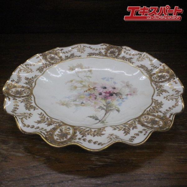 1873年頃 ロイヤルクラウンダービー アンティーク 22cm 金彩 キャビネット 花柄絵皿 自然主義 辻堂店の画像