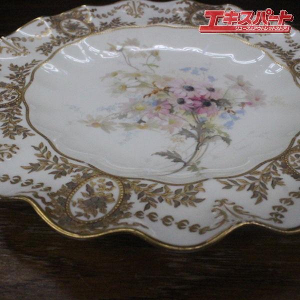 1873年頃 ロイヤルクラウンダービー アンティーク 22cm 金彩 キャビネット 花柄絵皿 自然主義 辻堂店の画像
