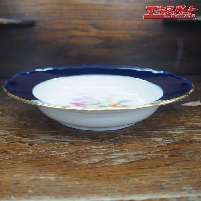 マイセン　オールドマイセン　ボタン剣　コバルト　花絵　大皿 マイセン Meissen ボタン剣 古マイセン コバルトブルー 金彩 花柄 23cm