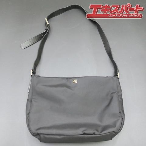 美品 AIGNER アイグナー ナイロン ショルダーバッグ ブラック 保存袋